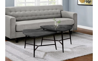 TABLE SET - 2PCS SET - BLACK RECLAIMED WOOD - BLACK METAL I7940P I7940P MONARCH SPECIALTIES