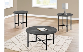 TABLE SET - 3PCS SET - BLACK RECLAIMED WOOD - BLACK METAL I7970P I7970P MONARCH SPECIALTIES