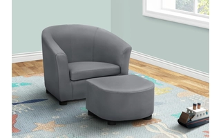 JUVENILE CHAIR - 2 PCS SET - GREY LEATHER-LOOK I8108 I8108 MONARCH SPECIALTIES