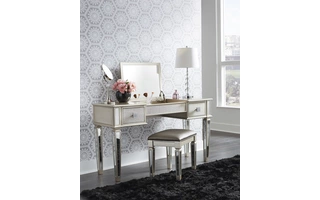 VANITY/UPH STOOL (2/CN) Lonnix Silver FinishB410-122 ASHLEY