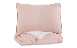 TWIN COMFORTER SET Lexann Pink/White/GrayQ901001T ASHLEY