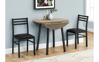 DINING SET - 3PCS SET / DARK TAUPE TOP / BLACK METAL I1003 I1003 MONARCH SPECIALTIES
