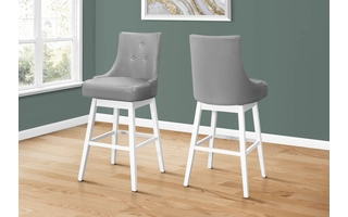 BARSTOOL - 2PCS - 46 H - GREY LEATHER-LOOK - SWIVEL I1243 I1243 MONARCH SPECIALTIES