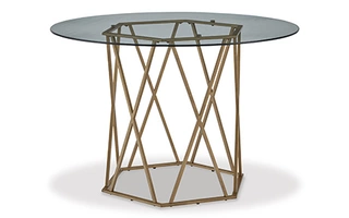 ROUND DINING ROOM TABLE Wynora Gold FinishD292-15 ASHLEY
