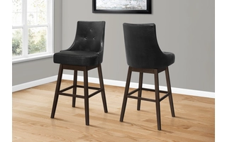 BARSTOOL - 2PCS - 46 H - BLACK LEATHER-LOOK - SWIVEL I1242 I1242 MONARCH SPECIALTIES