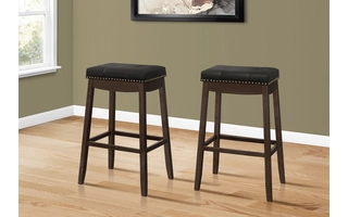 BARSTOOL - 2PCS - 29 H - BLACK LEATHER-LOOK - ESPRESSO I1260 I1260 MONARCH SPECIALTIES