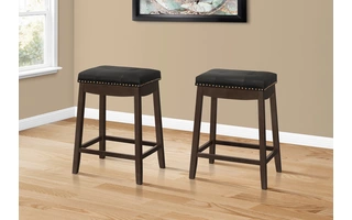 BARSTOOL - 2PCS - 24 H - BLACK LEATHER-LOOK - ESPRESSO I1261 I1261 MONARCH SPECIALTIES