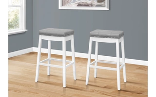 BARSTOOL - 2PCS - 29 H - GREY LEATHER-LOOK - WHITE I1262 I1262 MONARCH SPECIALTIES