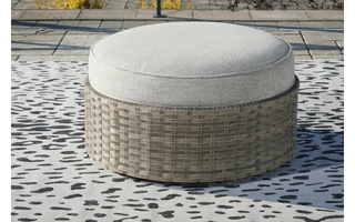 OTTOMAN WITH CUSHION Calworth BeigeP458-814 ASHLEY FURNITURE