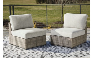 ARMLESS CHAIR W/CUSHION (2/CN) Calworth BeigeP458-846 ASHLEY FURNITURE