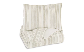 KING COMFORTER SET Reidler Ivory/TaupeQ489013K ASHLEY