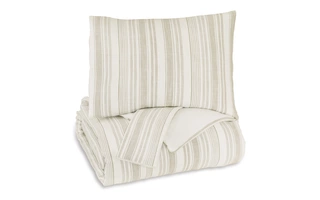 QUEEN COMFORTER SET Reidler Ivory/TaupeQ489013Q ASHLEY