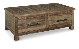 coffee table with storage randale distressed brownT998-20 ashley