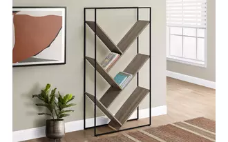 bookcase - 60 h - dark taupe - black metal i2201 I2201 monarch specialties