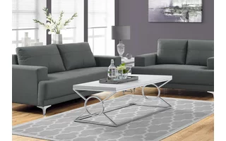 COFFEE TABLE - GLOSSY WHITE WITH CHROME METAL I3400 I3400 MONARCH SPECIALTIES