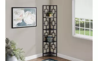 bookcase - 62 h - black - black metal corner etagere i3610 I3610 monarch specialties