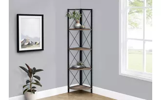 BOOKCASE - 60 H - BROWN RECLAIMED - BLACK METAL CORNER I3646 I3646 MONARCH SPECIALTIES