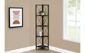 bookcase - 60 h - black marble - black metal corner i3650 I3650 monarch specialties
