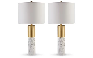 METAL TABLE LAMP (2/CN) Samney Gold Finish/WhiteL208394 ASHLEY