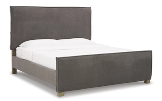 KING UPHOLSTERED PANEL RAILS Krystanza Weathered GrayB766-197 ASHLEY