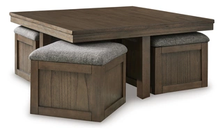 COCKTAIL TBL W/4 STOOLS (5/CN) Boardernest BrownT738-20 ASHLEY