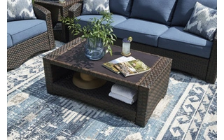 rectangular coffee table windglow blue/brownP340-701 ashley