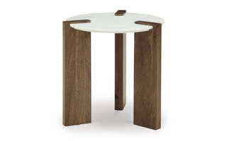 ROUND END TABLE Isanti White/BrownT652-6 ASHLEY