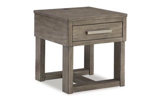 RECTANGULAR END TABLE Loyaska Grayish Brown/WhiteT854-3 ASHLEY
