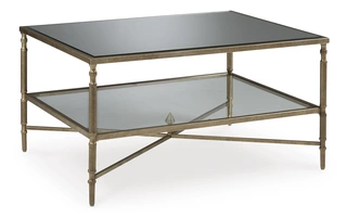 RECTANGULAR COFFEE TABLE Cloverty Aged Gold FinishT440-1 ASHLEY
