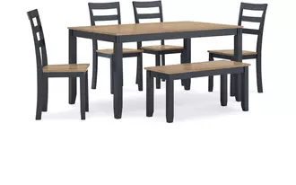Dining Room Table Set (6/CN) Gesthaven Natural/BlueD399-325 ASHLEY FURNITURE