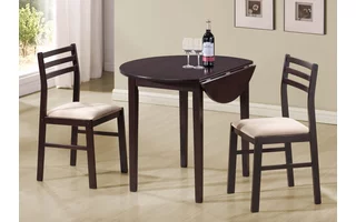 DINING SET - 3PCS SET - 36 DIA - ESPRESSO W- DROP LEAF I1009 I1009 MONARCH SPECIALTIES