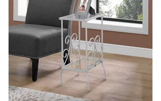 ACCENT TABLE - 30 H - SILVER METAL WITH TEMPERED GLASS I3158 I3158 MONARCH SPECIALTIES