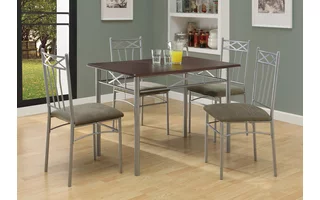 DINING SET - 5PCS SET - ESPRESSO - SILVER METAL I1020 I1020 MONARCH SPECIALTIES
