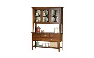 54 DINING BUFFET, 5 DRAWERS, 1 FIXED SHELF ON BOTTOM FOR OPEN STORAGE, STRAIGHT LEG BASE*GLASS*NG*FINSISH*BK, CC, CO, CM, CR, EC, GO, HG, IV, SW, UN, WH 44353 44353 EAGLE