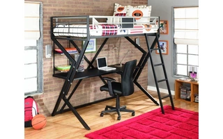 TWIN LOFT BED WITH DESK Dinsmore Black/GrayB106-60 ASHLEY