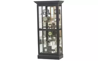 TALL SLIDING DOOR CURIO, MIRROR BACK, 5 GLASS SHELVES, PLAIN BASE*GLASS*PL*FINSISH*BK, CC, CO, CM, CR, EC, GO, HG, IV, SW, UN, WH 48319 48319 EAGLE