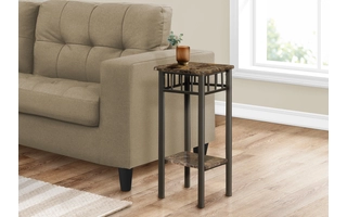 ACCENT TABLE - ESPRESSO MARBLE / BRONZE METAL I3044 I3044 MONARCH SPECIALTIES