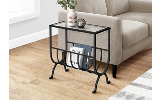 ACCENT TABLE - BLACK METAL WITH TEMPERED GLASS I3308 I3308 MONARCH SPECIALTIES