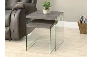 NESTING TABLE - 2PCS SET / DARK TAUPE / TEMPERED GLASS I3053 I3053 MONARCH SPECIALTIES