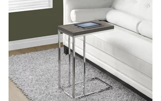 ACCENT TABLE - DARK TAUPE WITH CHROME METAL I3253 I3253 MONARCH SPECIALTIES
