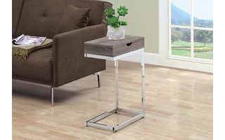 ACCENT TABLE - CHROME METAL / DARK TAUPE WITH A DRAWER I3254 I3254 MONARCH SPECIALTIES