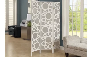 FOLDING SCREEN - 3 PANEL - WHITE FRAME BUBBLE DESIGN I4635 I4635 MONARCH SPECIALTIES