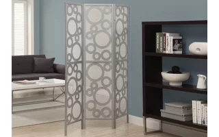 FOLDING SCREEN - 3 PANEL - SILVER   BUBBLE DESIGN I4636 I4636 MONARCH SPECIALTIES