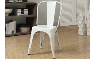 DINING CHAIR - 2PCS - 33 H - WHITE GLOSSY METAL I2410 I2410 MONARCH SPECIALTIES