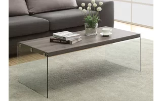 COFFEE TABLE - DARK TAUPE WITH TEMPERED GLASS I3054 I3054 MONARCH SPECIALTIES