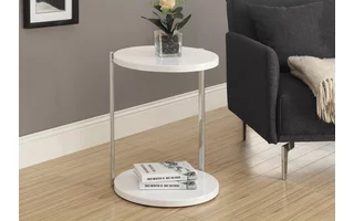 ACCENT TABLE - GLOSSY WHITE / CHROME METAL I3056 I3056 MONARCH SPECIALTIES