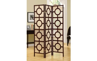 FOLDING SCREEN - 3 PANEL - ESPRESSO CIRCLE DESIGN I4620 I4620 MONARCH SPECIALTIES