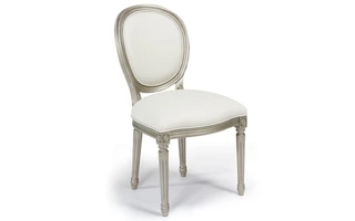 SHERRER LOUIS XV SIDE CHAIR SYNTHETIC LEATHER ICE, ANTIQUE PEWTER SKL2101 SKL2101 KORSON