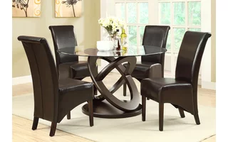 DINING TABLE - 48 DIA - ESPRESSO WITH TEMPERED GLASS I1749 I1749 MONARCH SPECIALTIES