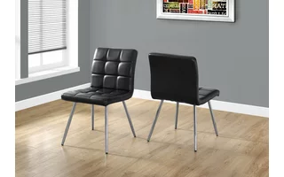 DINING CHAIR - 2PCS - 32 H - BLACK LEATHER-LOOK - CHROME I1073 I1073 MONARCH SPECIALTIES